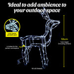 55cm Reindeer Rope Light Solar LED Cool White Auto Sensor