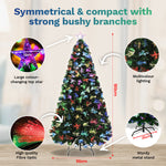 1.8m Fibre Optic Christmas Tree 205 Tips Multicolour Lights & Star