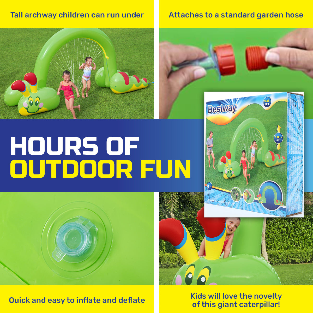 Inflatable Caterpillar Sprinkler Jumbo Sized Bright Design