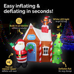 2.2m Gingerbread House & Santa Self Inflating LED Lights