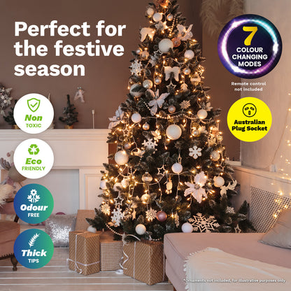 1.8m Fibre Optic/LED Christmas Tree 210 Tips Multicolour Star & Ornaments
