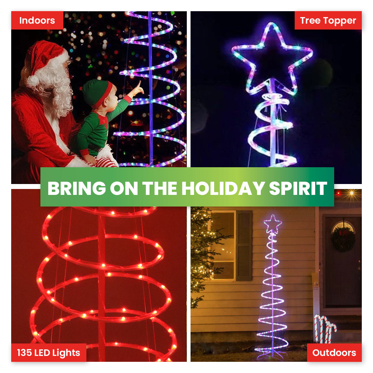 1.8m 3D Spiral Christmas Tree Remote Controlled Indoor/Outdoor