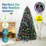 1.8m Fibre Optic Christmas Tree 205 Tips Multicolour Lights & Star