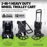 65-125KG Foldable Trolley Cart Aluminium 2-In-1 Design Adjustable