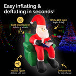 1.9m Santa & His Reading Chair Self Inflating LED Lighting