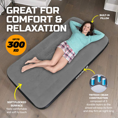 Double Inflatable Air Bed Tritech Built-In Pump Heavy Duty