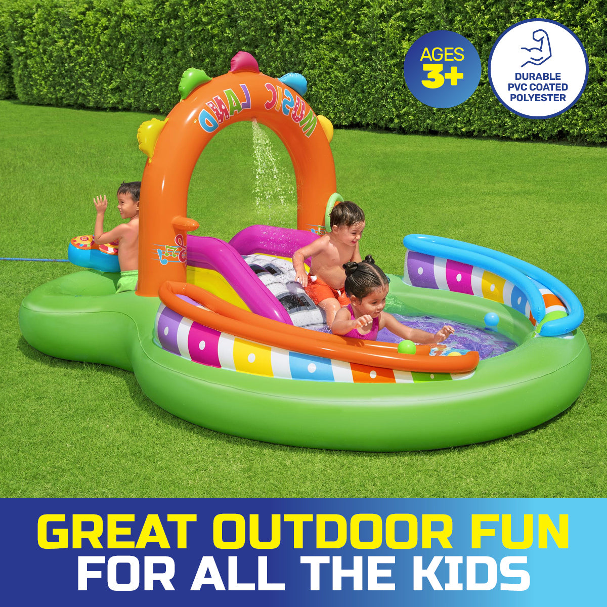 Inflatable Sing & Splash Water Fun Park Pool & Slide 349L