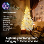 1.8m x 90cm White Pine Tree 72 Warm White LED String Lights