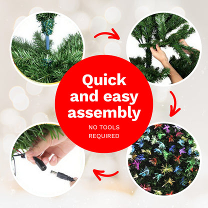 1.8m Fibre Optic Christmas Tree 205 Tips Multicolour Lights & Star