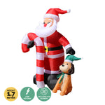1.7m Self Inflatable LED Santa Dog & Candy Cane