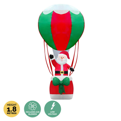 1.8m Santa & Hot Air Balloon Self Inflating LED Lighting