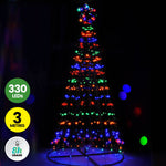 3m Tree Shaped LED Multicoloured Solar Lights & Metal Frame