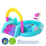 Inflatable Unicorn Themed Mini Water Fun Park Pool With Slide 220L
