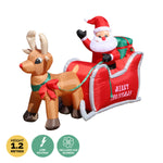 1.2m Self Inflatable LED Santa Sleigh & Rudolph