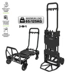 65-125KG Foldable Trolley Cart Aluminium 2-In-1 Design Adjustable