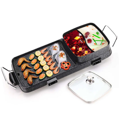 2 in 1 Electric BBQ Grill Teppanyaki and Steamboat Hotpot Asian Hot Pot