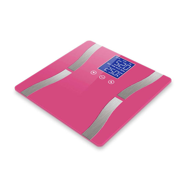  Glass LCD Digital Body Fat Scale Bathroom Electronic Gym Water Weighing Scales Pink