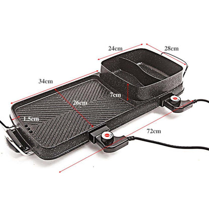 2 in 1 Electric BBQ Grill Teppanyaki and Steamboat Hotpot Asian Hot Pot