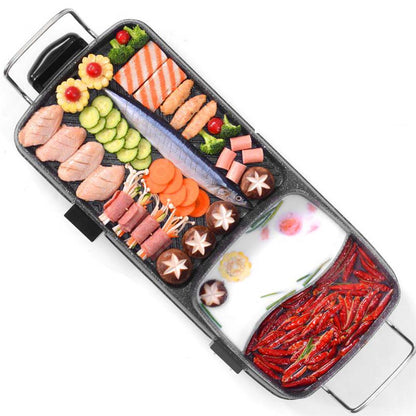 2 in 1 Electric BBQ Grill Teppanyaki and Steamboat Hotpot Asian Hot Pot