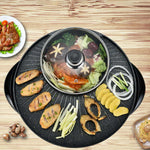 2 in 1 Electric Stone Coated Teppanyaki Grill Plate Steamboat Hotpot 3-5 Person