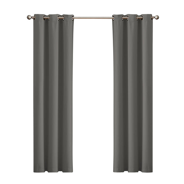  Blockout Curtain Blackout Curtains Eyelet Room 102x275cm Charcoal