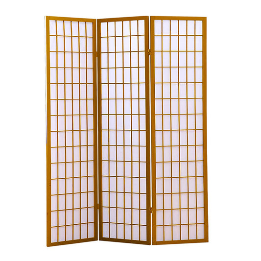 3 Panel Free Standing Foldable  Room Divider Privacy Screen  Wood Frame