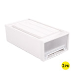 2x Plastic Wide Drawer Shoes Storage Organiser