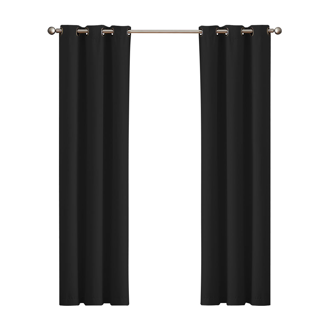 Blockout Curtain Blackout Curtains Eyelet Room 102x160cm Black
