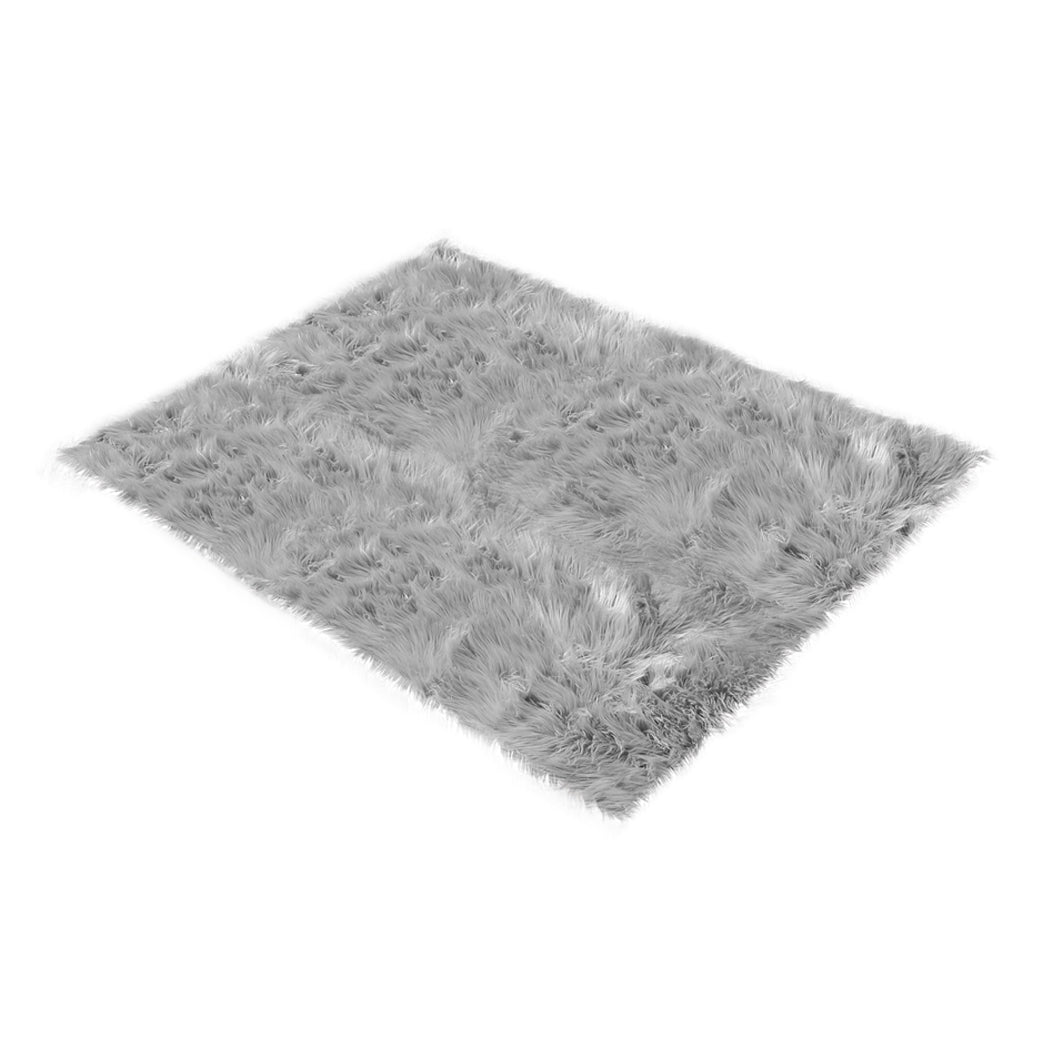 Floor Rugs Sheepskin Shaggy Rug Area Carpet Bedroom Living Room Mat 160X230 Grey