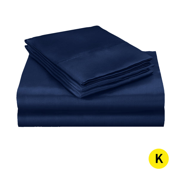  Silk Satin Quilt Duvet Cover Set in King Size in Navy Colour