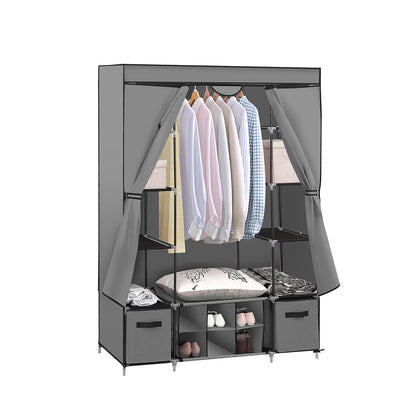 Portable Wardrobe With Shoe Storage Grey