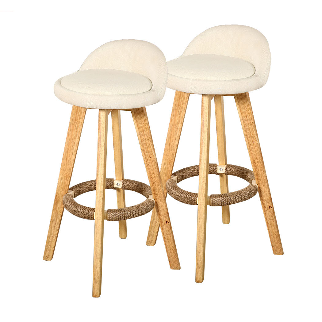 4x Fabric Swivel Bar Stool -Cream