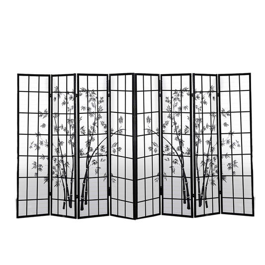 8 Panel Free Standing Foldable  Room Divider Privacy Screen Bamboo Print