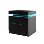 Bedside Tables Drawers RGB LED Side Table High Gloss Nightstand Cabinet