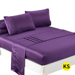 Ultra Soft Silky Satin Bed Sheet Set in King Single Size in Purple Colour