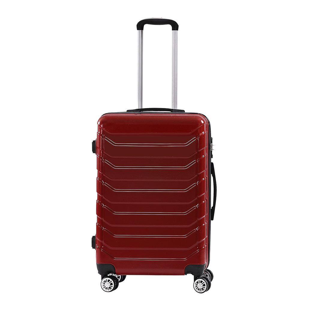 Suitcase Luggage Set 3 Piece Sets Travel Organizer Hard Cover Packing Lock Red