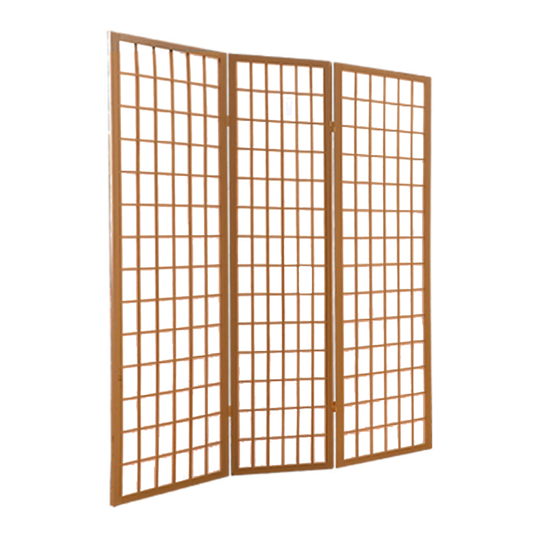 3 Panel Free Standing Foldable  Room Divider Privacy Screen  Wood Frame