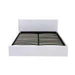 Gas Lift Bed Frame Premium Leather Base Mattress Storage Queen Size White