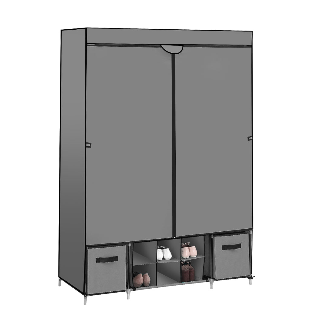 Portable Wardrobe With Shoe Storage Grey