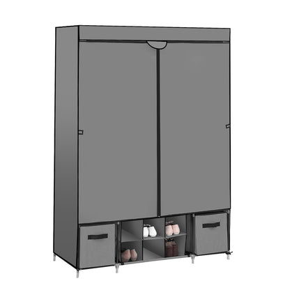 Portable Wardrobe With Shoe Storage Grey