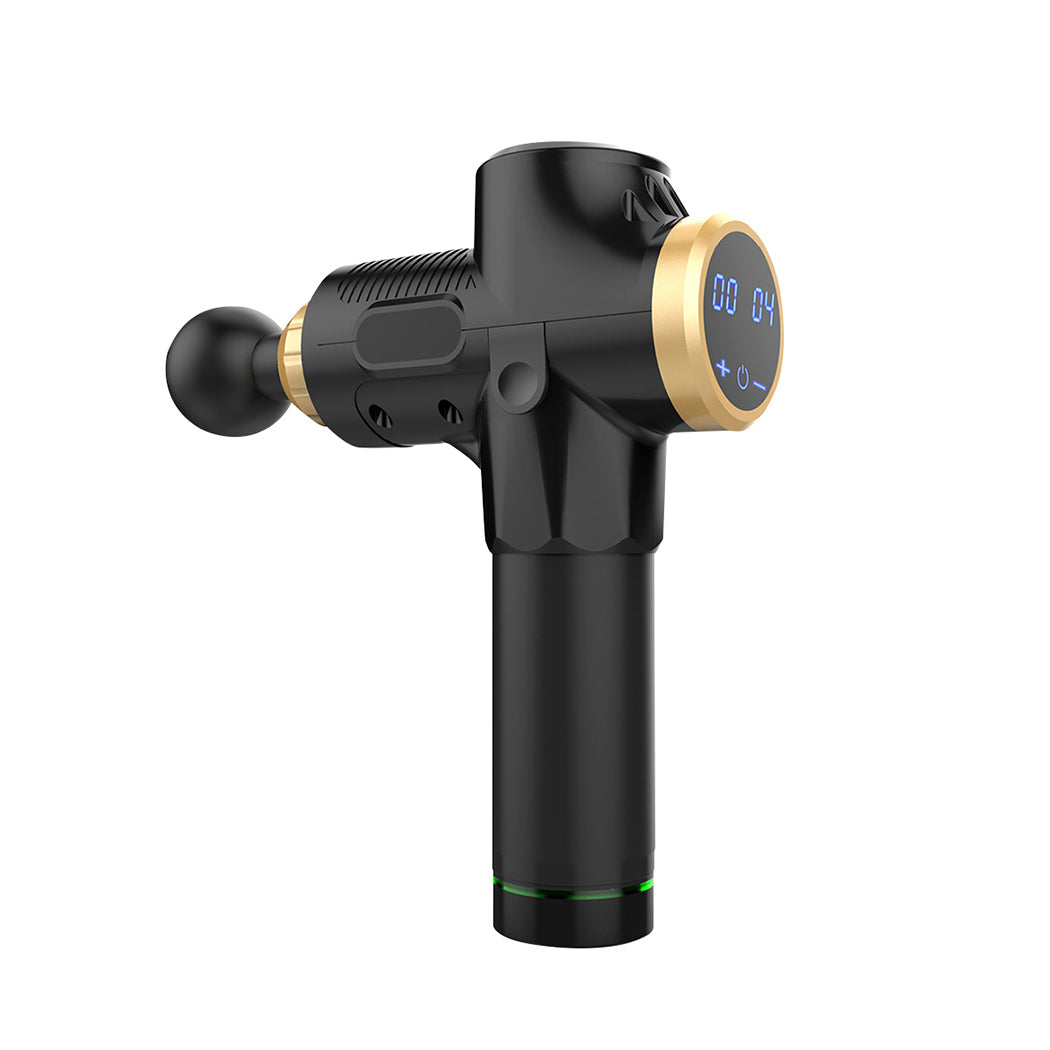 Massage Gun Electric Massager Vibration Muscle Therapy 4 Heads Percussion Black