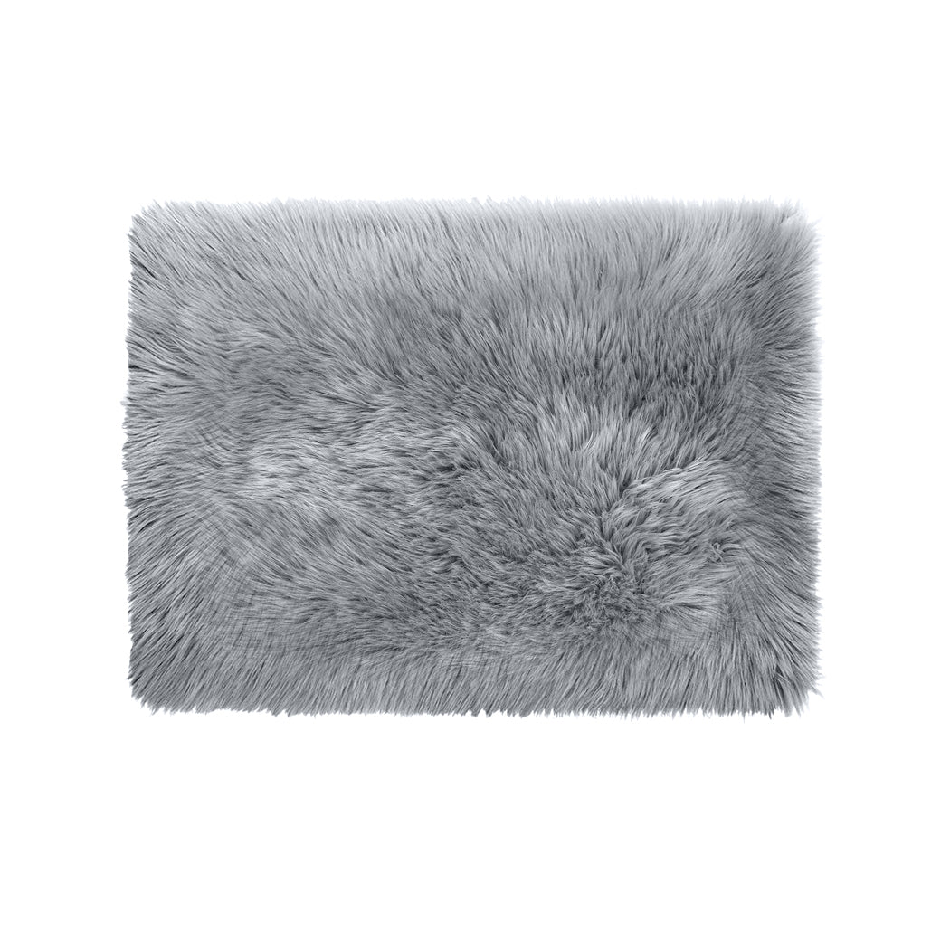 Floor Rugs Sheepskin Shaggy Rug Area Carpet Bedroom Living Room Mat 60X120 Grey