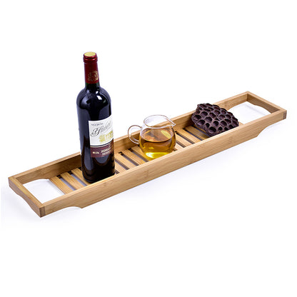 Environmental friendly bamboo Bath Caddy Book Wine Glass Holder Tray