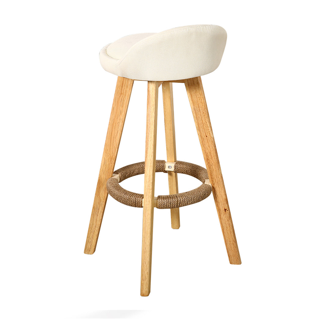 2x Fabric Swivel Bar Stool -Cream