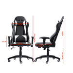 Executive Gaming Office Chair Racing Computer PU Leather Recliner Silver