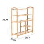 Bamboo Shoe Rack Storage Wooden Organizer Shelf Stand 5 Tiers Layers 80cm