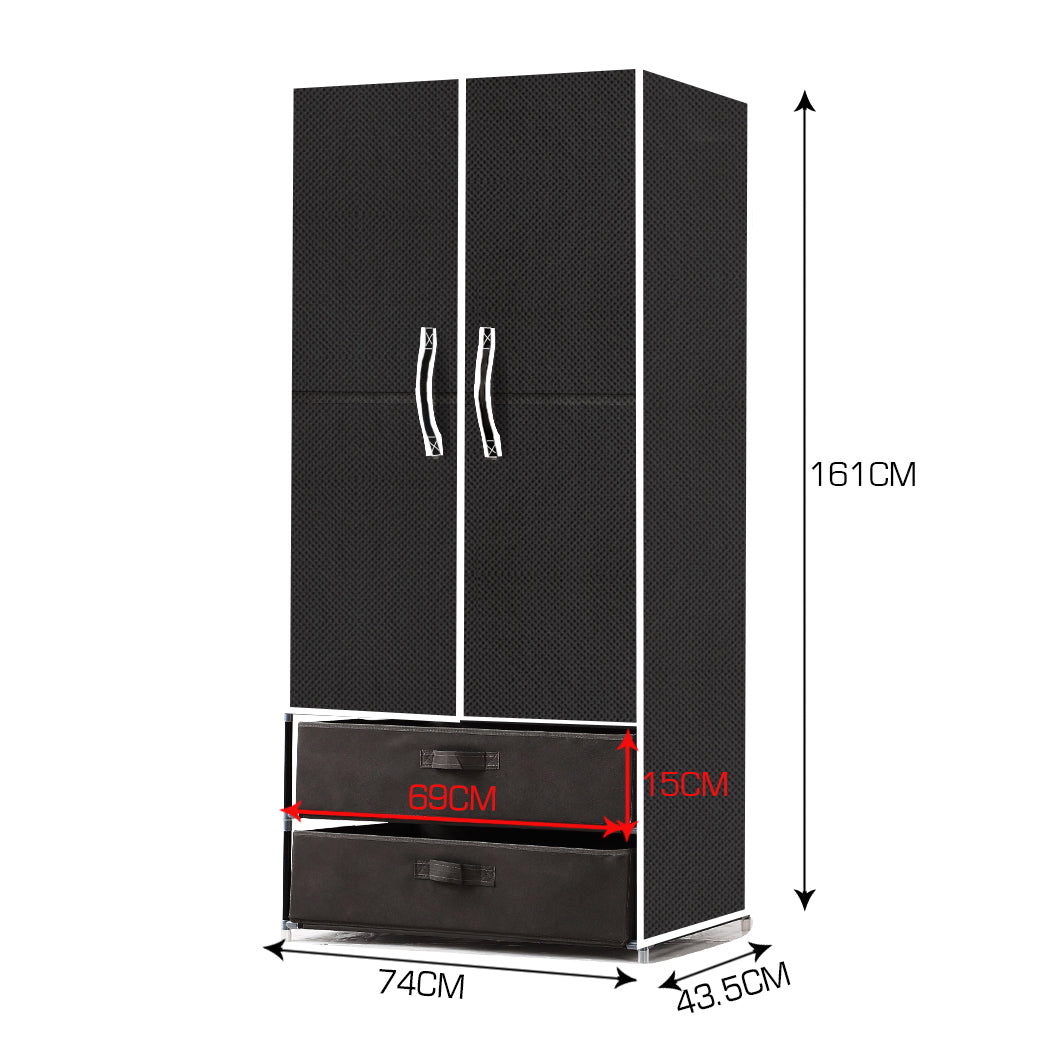 Portable Wardrobe Clothes Closet Storage Cloth Organizer Shelf 2 drawers