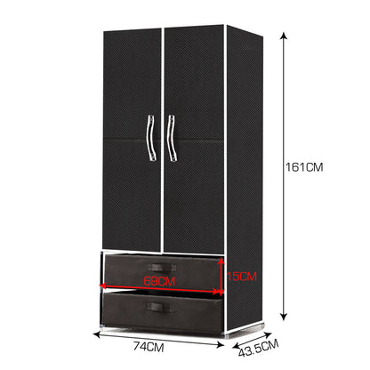 Portable Wardrobe Clothes Closet Storage Cloth Organizer Shelf 2 drawers