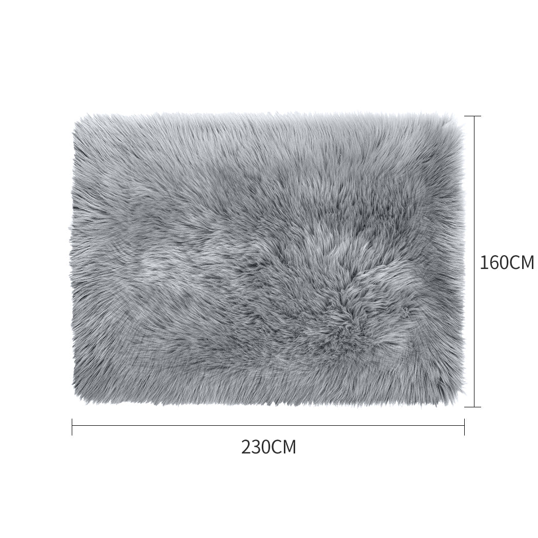 Floor Rugs Sheepskin Shaggy Rug Area Carpet Bedroom Living Room Mat 160X230 Grey