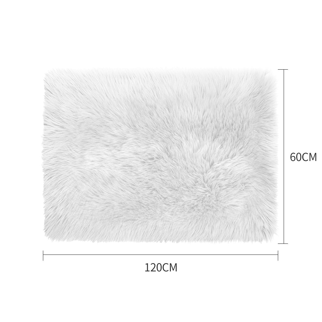 Floor Rugs Sheepskin Shaggy Rug Area Carpet Bedroom Living Room Mat 60X120 White